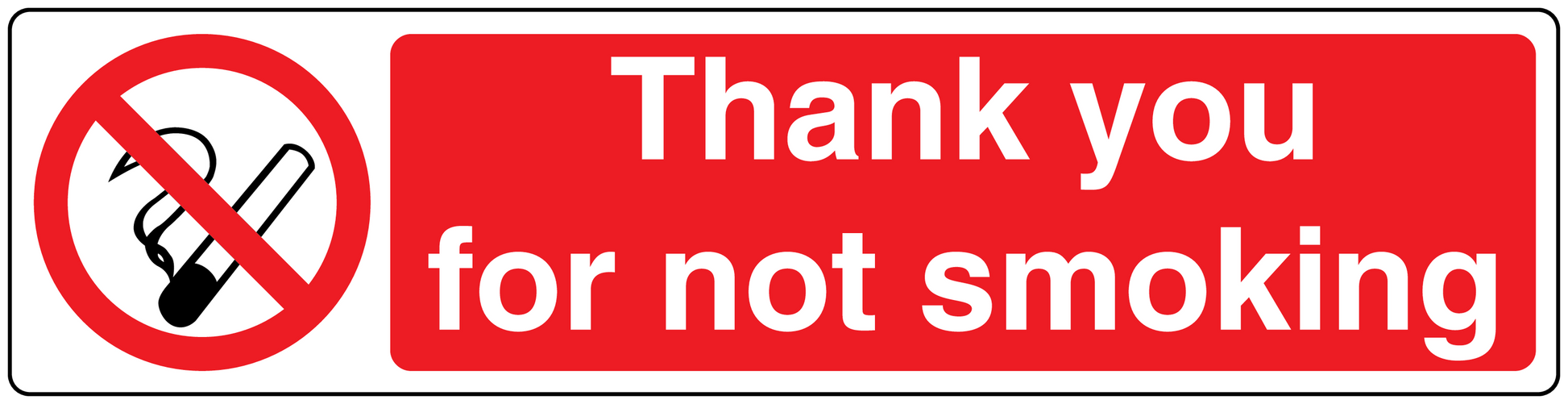 No smoking sign sticker with red circle slash and text 'Thank you for not smoking'