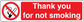 No smoking sign sticker with red circle slash and text 'Thank you for not smoking'