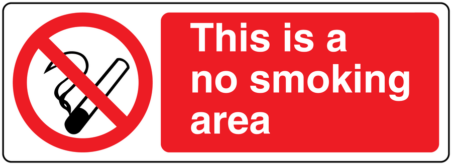 No Smoking sign sticker: crossed cigarette icon and text “no smoking area”