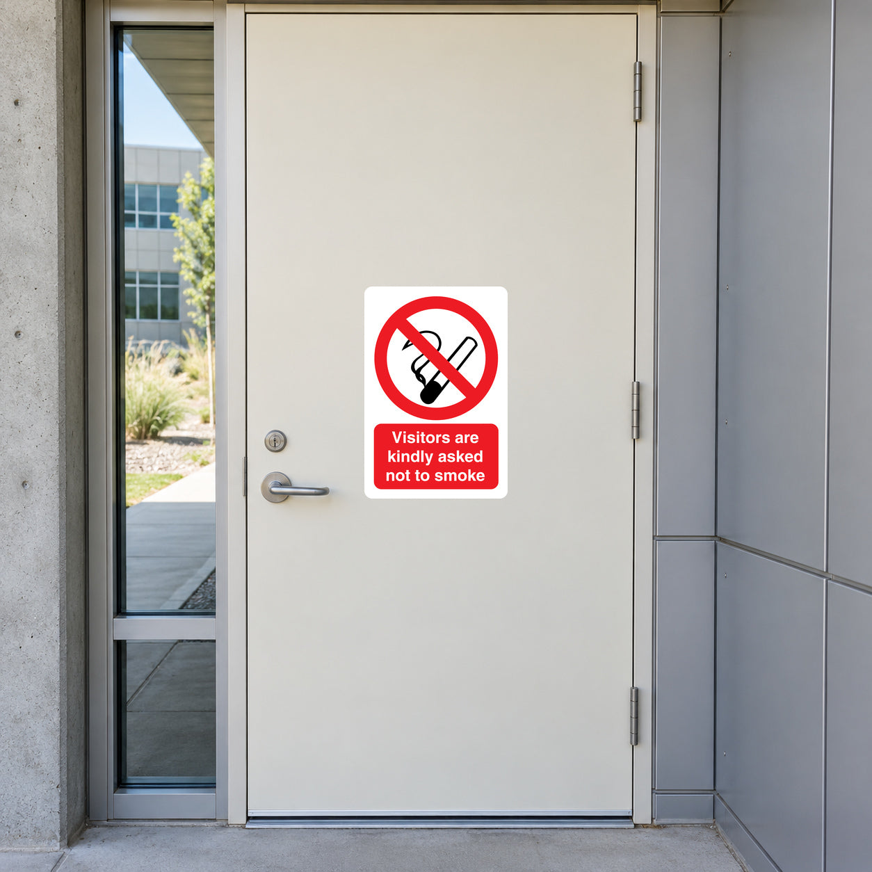 No Smoking sign sticker: red crossed cigarette icon with not to smoke text