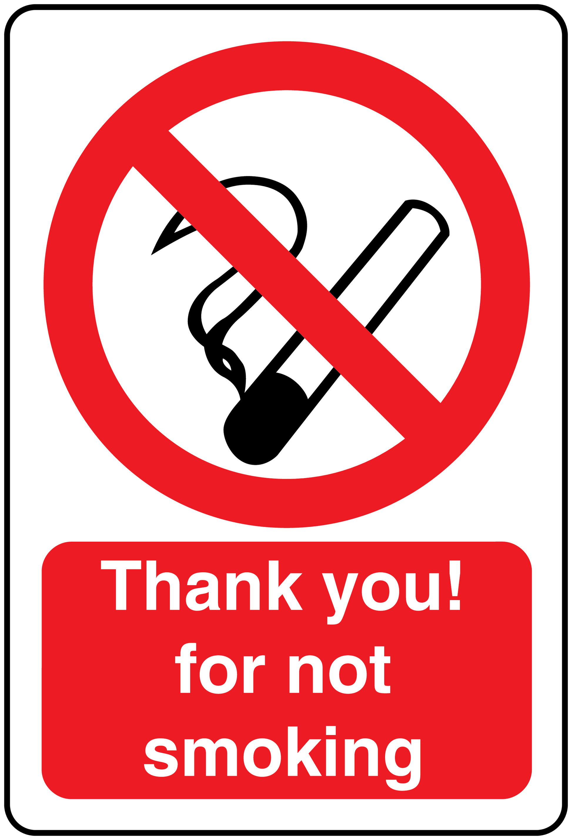No smoking sign sticker with red circle slash and 'Thank you! for not smoking' text