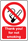 No smoking sign sticker with red circle slash and 'Thank you! for not smoking' text