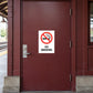 No smoking sign sticker with red prohibition symbol and “NO SMOKING” text on white