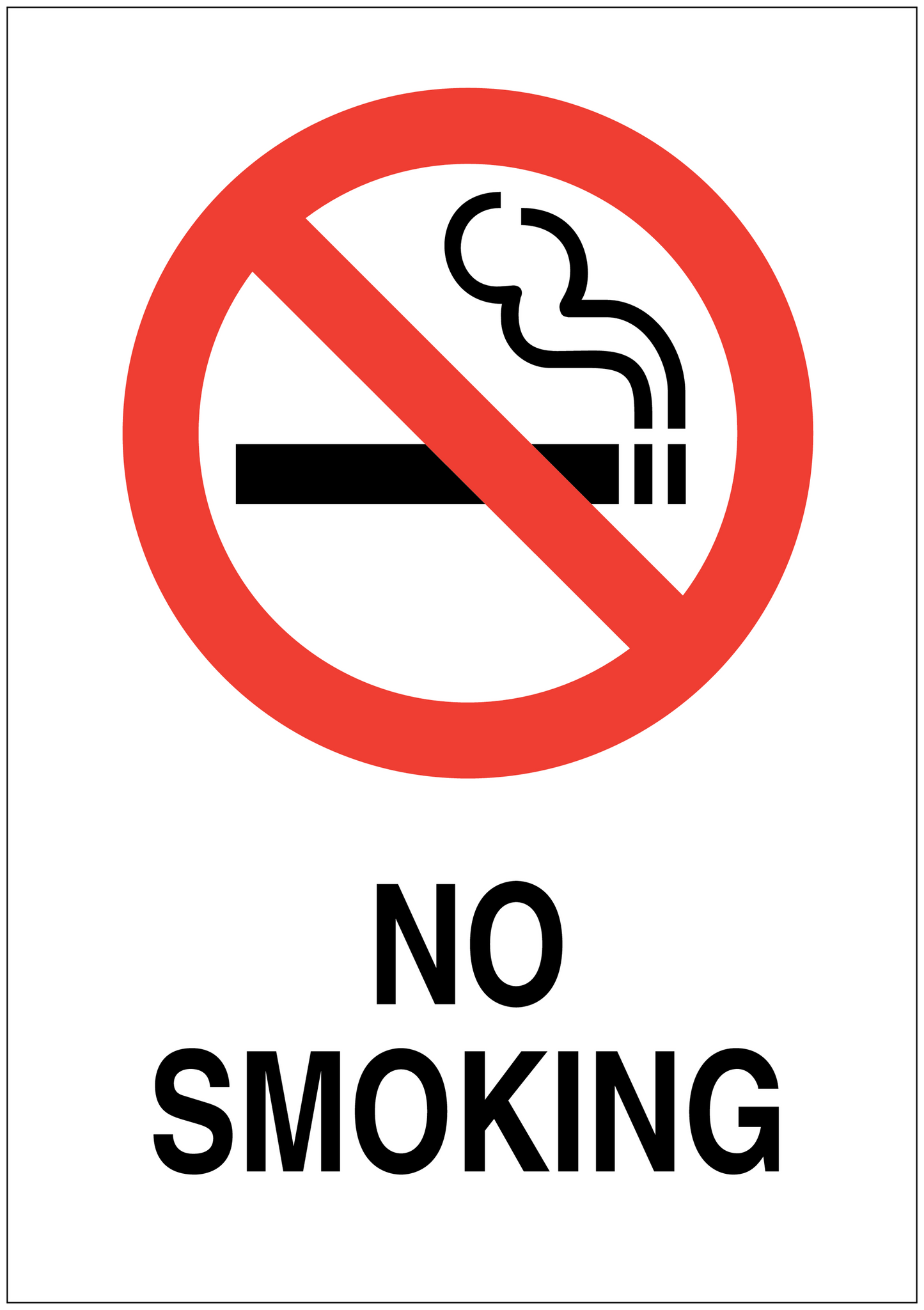No Smoking sign sticker with red prohibition circle and black smoke icon, text NO SMOKING