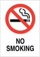 No Smoking sign sticker with red prohibition circle and black smoke icon, text NO SMOKING