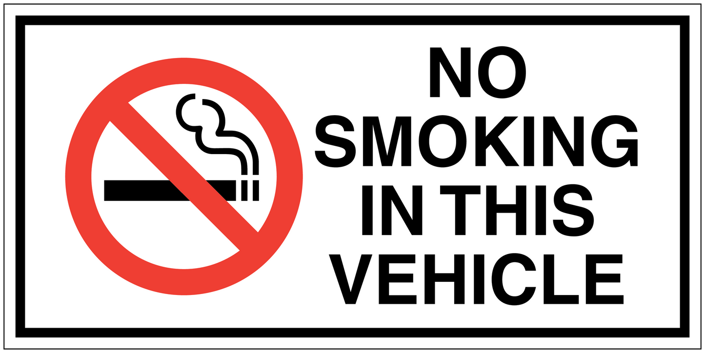No smoking sign sticker with red circle-slash cigarette and NO SMOKING IN THIS VEHICLE