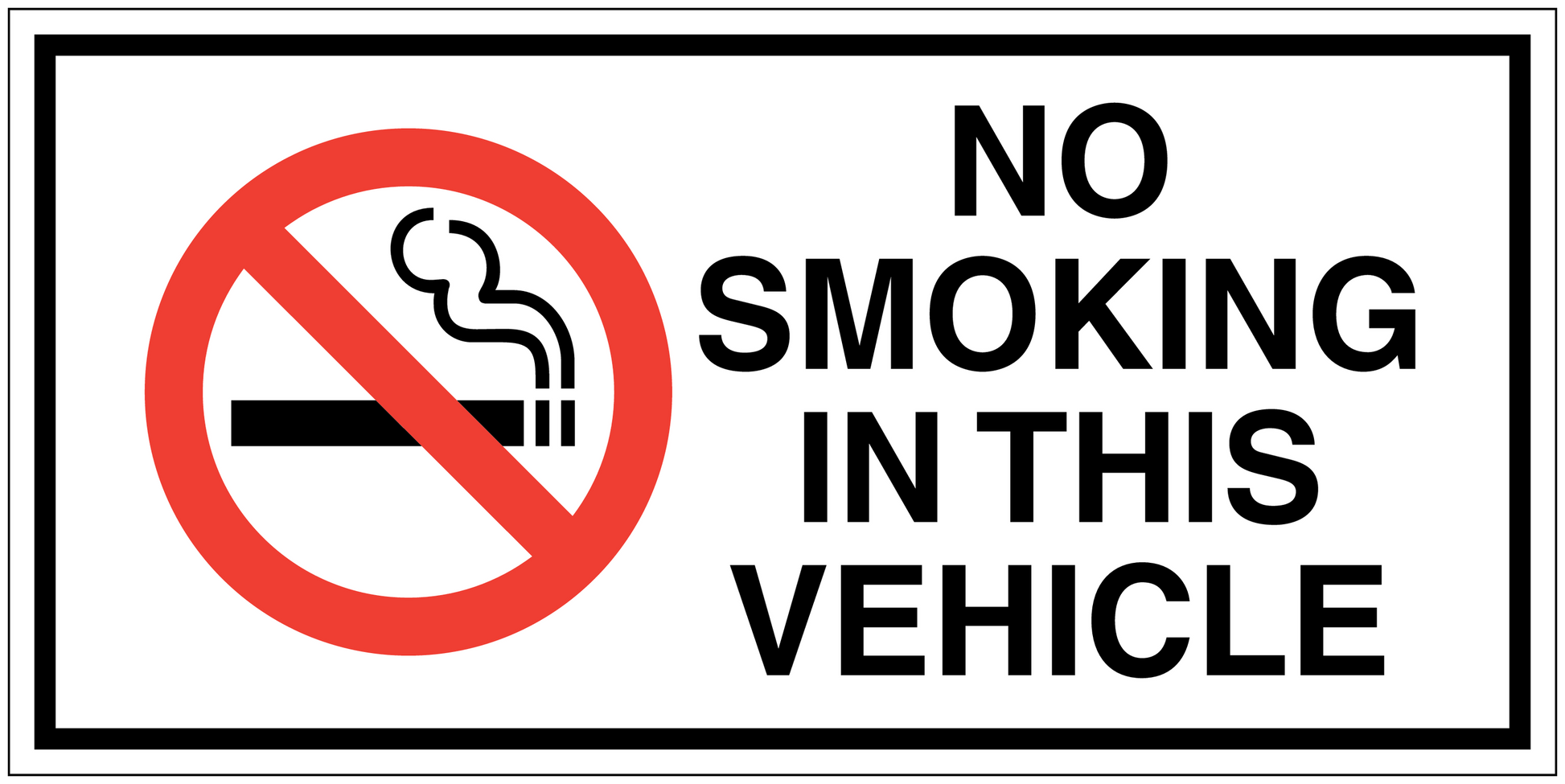 No smoking sign sticker with red circle-slash cigarette and NO SMOKING IN THIS VEHICLE