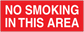 No smoking sign sticker with “NO SMOKING IN THIS AREA” text on red background