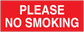Red PLEASE NO SMOKING sign sticker with white uppercase text