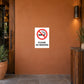 No smoking sign sticker: white square, red crossed cigarette, PLEASE NO SMOKING
