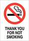 No Smoking sign sticker: red no-smoking icon and 'THANK YOU FOR NOT SMOKING' text