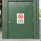 No smoking sign sticker: red crossed cigarette icon and 'NO SMOKING' text