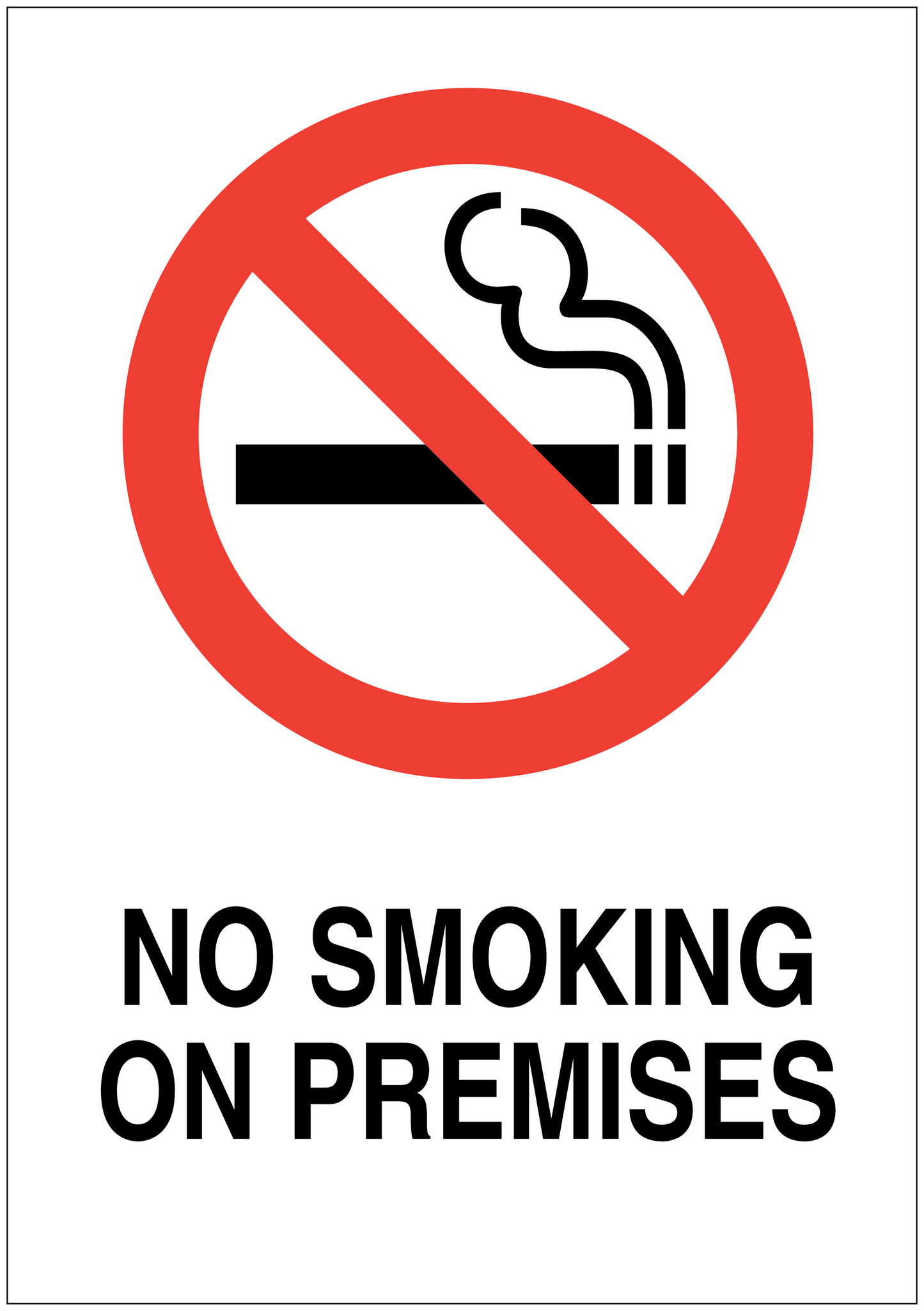 No smoking sign sticker with red prohibition circle, cigarette symbol, and 'NO SMOKING ON PREMISES'