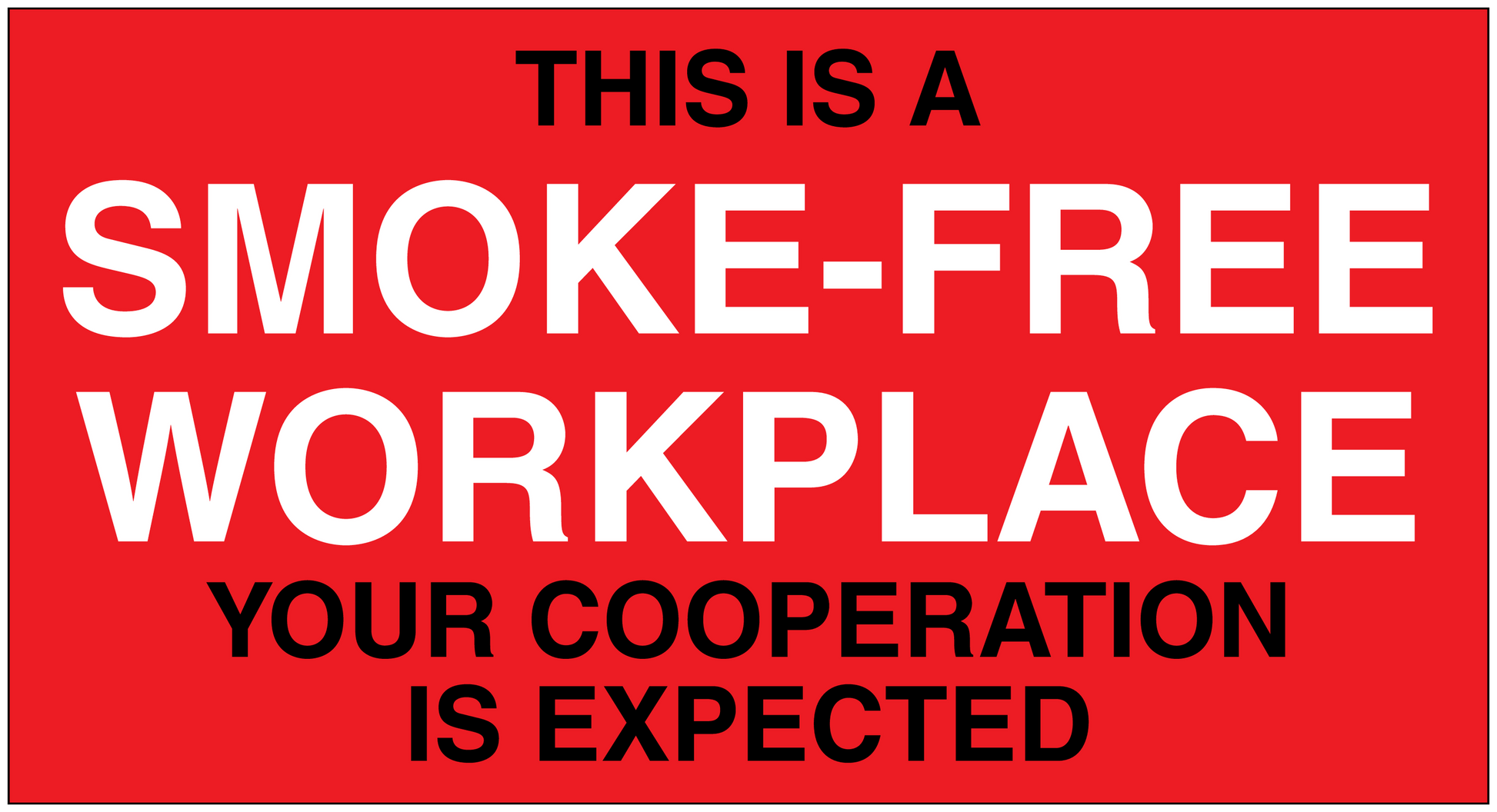 Red no-smoking sign sticker with smoke-free workplace message