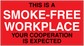 Red no-smoking sign sticker with smoke-free workplace message