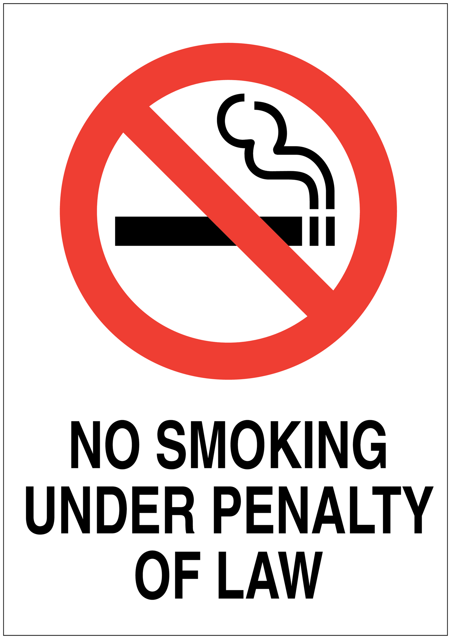 No smoking sign sticker with red ban circle over cigarette icon and warning text