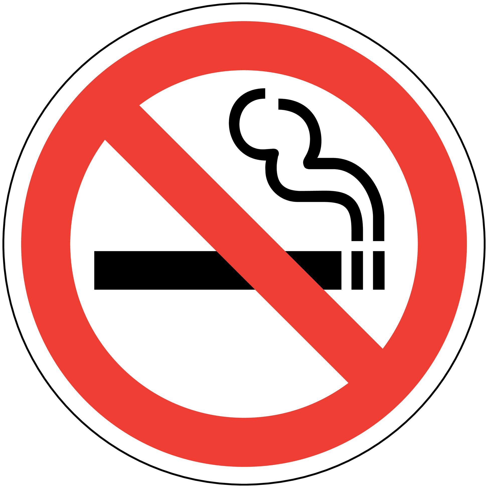 No smoking sign sticker with red circle and slash over a smoking cigarette icon