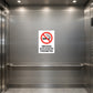 No Smoking sign sticker, white square with red ban symbol and 'NO SMOKING' text