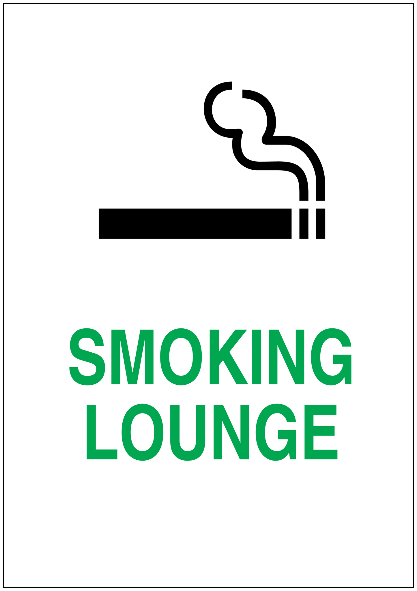 Smoking lounge sign sticker with black no-smoking pipe icon and green "SMOKING LOUNGE" text