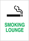 Smoking lounge sign sticker with black no-smoking pipe icon and green "SMOKING LOUNGE" text