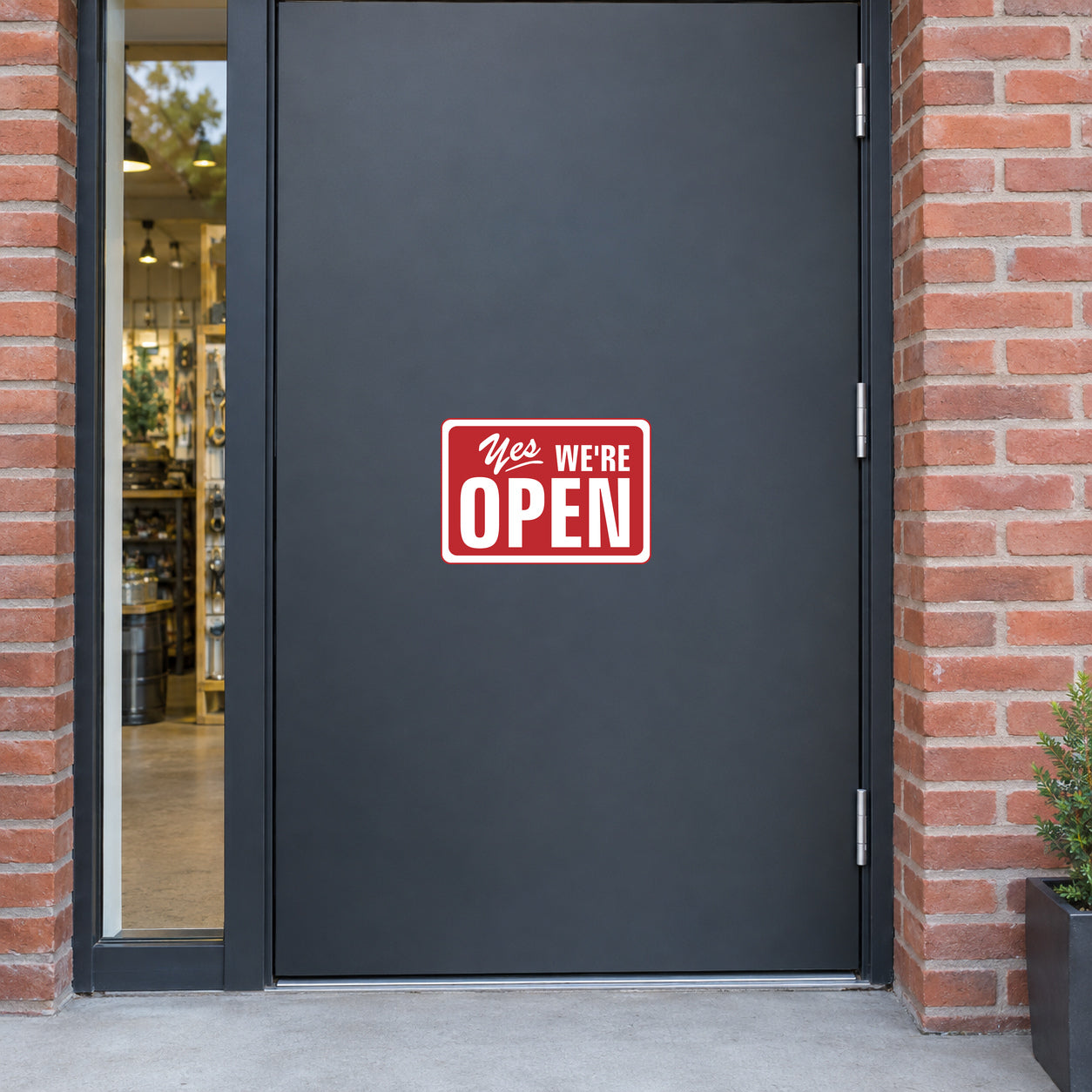 “Yes We’re Open” business door sign sticker