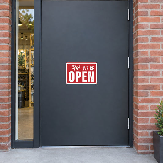 “Yes We’re Open” business door sign sticker