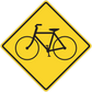 Yellow diamond road sign sticker with black bicycle symbol