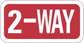 Road sign sticker with red 2-way arrow text