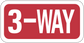 Road sign sticker with red 3-WAY directional text design