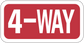 Road sign sticker, red rectangle with white border and '4-WAY' text