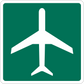Road sign sticker with white airplane icon on green square