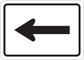 Road sign sticker with left-pointing arrow, bold black on white background