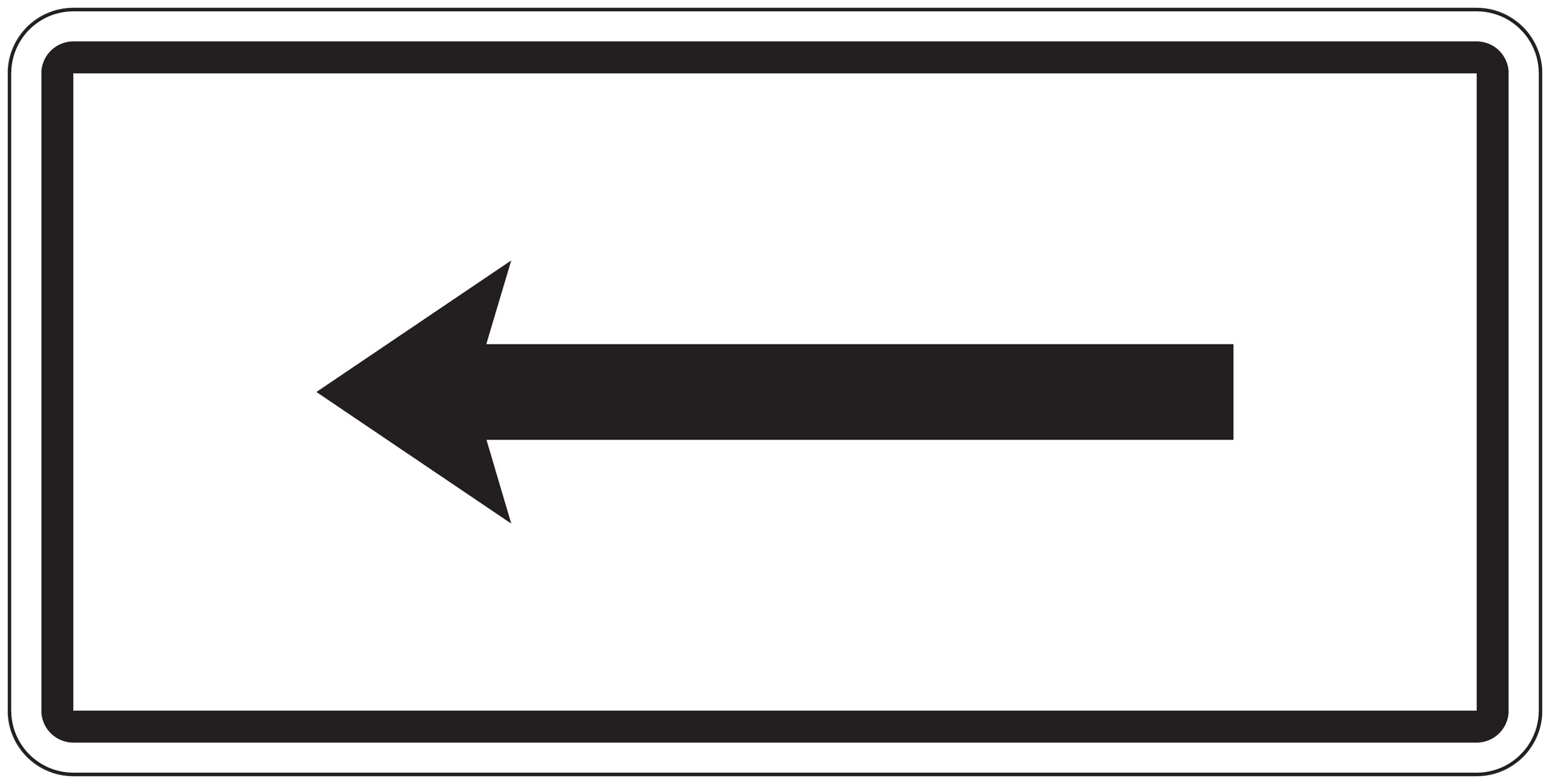 Road sign sticker with left-pointing arrow, black arrow and dark border