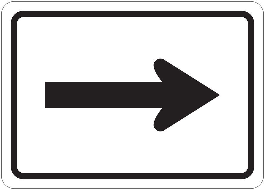 Rectangular road sign sticker with right-pointing arrow and dark border
