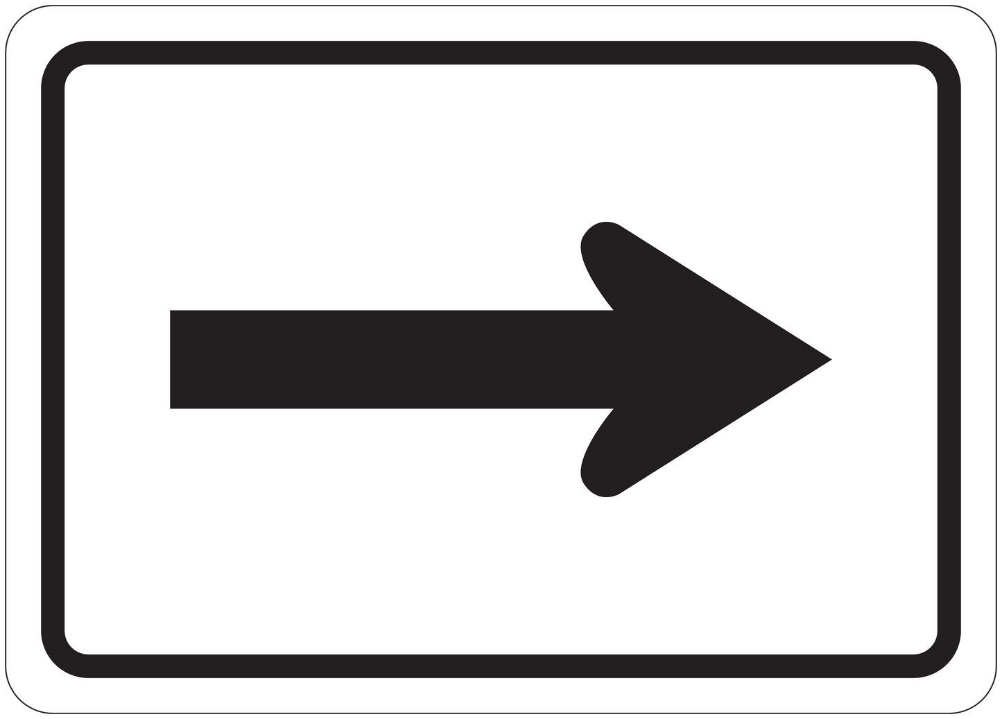 Rectangular road sign sticker with right-pointing arrow and dark border