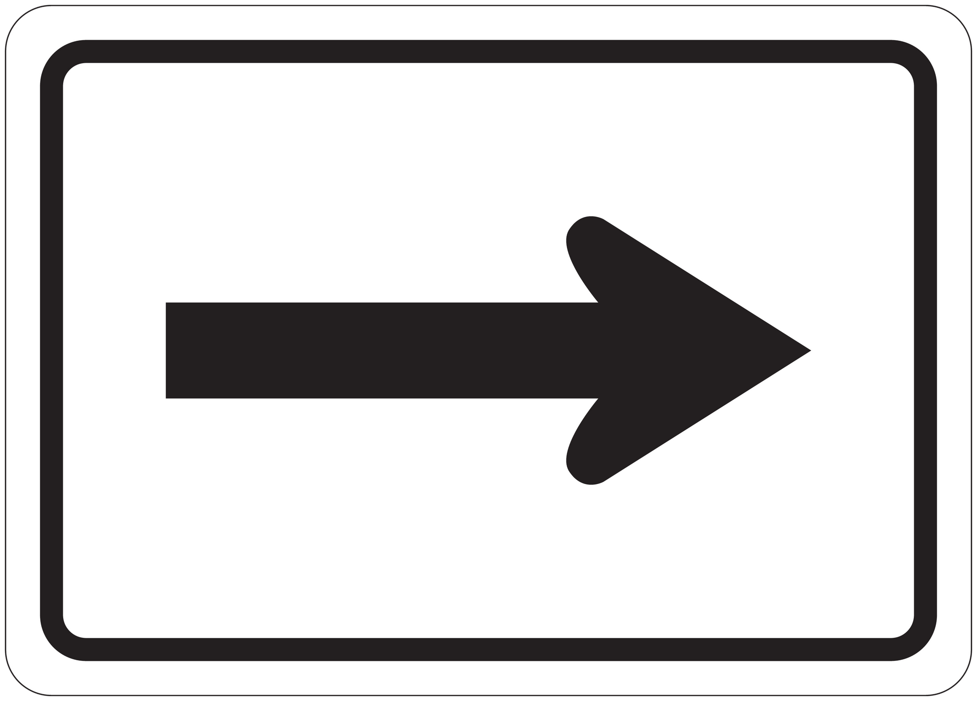 Rectangular road sign sticker with right-pointing arrow and dark border