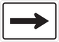 Rectangular road sign sticker with right-pointing arrow and dark border