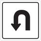 Road sign sticker, square with rounded border and black downward arrow graphic