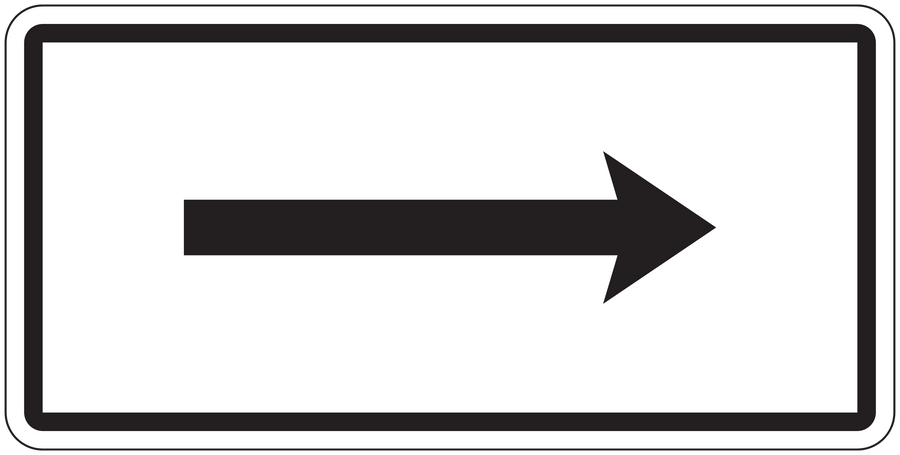 Road sign sticker with right-pointing arrow