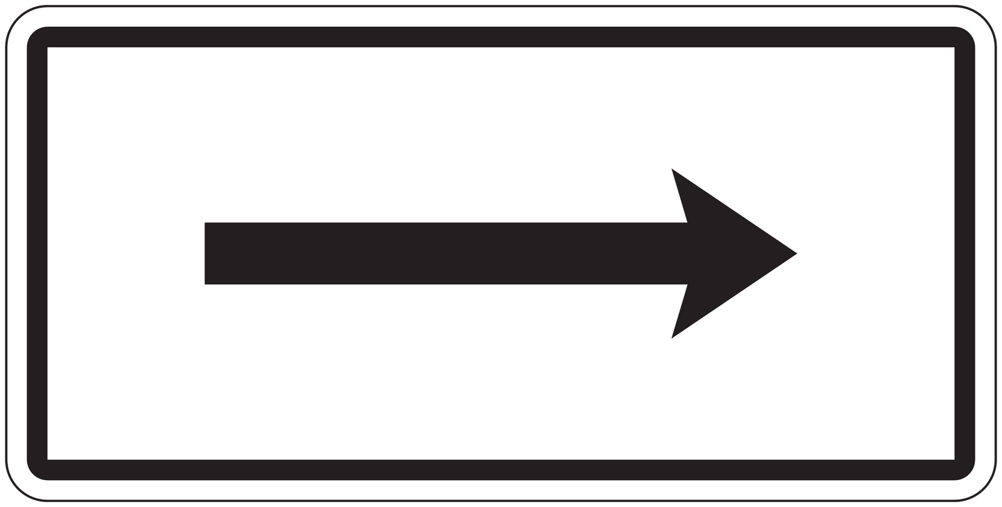 Road sign sticker with right-pointing arrow