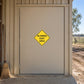 Road sign sticker with yellow diamond "BLOWING DUST AREA" text