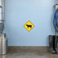 Road sign sticker with yellow diamond and black bull icon