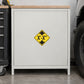 Warning road sign sticker: yellow diamond with "X"-"X"" marking