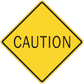 Caution road sign sticker with yellow diamond and 'CAUTION' text