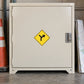 Yellow road sign sticker with black airplane symbol in a diamond shape