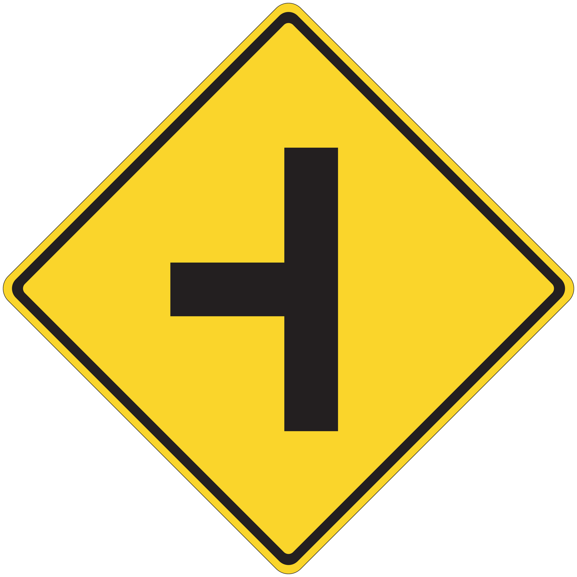 Road sign sticker, yellow diamond with black border and left arrow symbol