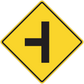 Road sign sticker, yellow diamond with black border and left arrow symbol