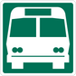 Green and white bus icon road sign sticker in a rounded square