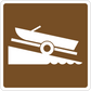 Road sign sticker: brown square with white train and track icon