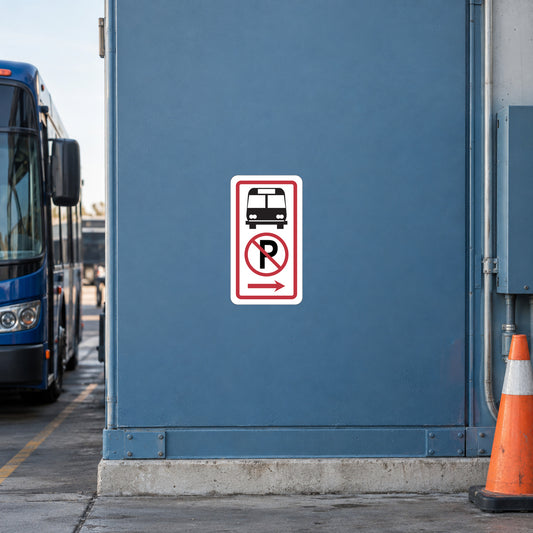 Road sign sticker with red no symbol and bus icon